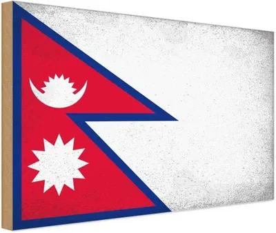 Produktbild von vianmo Holzschild 30x40 cm Nepal Flagge Fahne Wappen