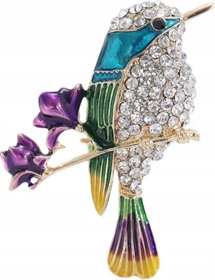 Produktbild von PINETS Brosche Blauer Vogel Blumen Strass