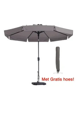 Produktbild von Sonnenschirm Rund 300 cm Grau Madison Flores mit Hülle | Neigbarer und runder Sonnenschirm in Spitzenqualität | 100 % Polyestergewebe