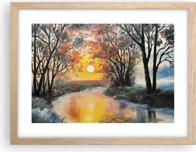 Produktbild von Gerahmtes Poster - Rahmen in heller Eiche - Fluss Sonne Bäume - 40x30 cm - Wand Bild - Wanddeko - Wandbilder - Wandposter - Bilderrahmen - Bilder - Kunstdruck - Wandbild - P2NAA40x30-4190