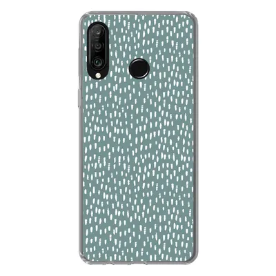 Produktbild von MuchoWow® Handyhülle Schutzhülle Hülle für Huawei P30 Lite Polka dots - Weiß - Grün Silikon Softcase Handy Hülle - Handyhülle