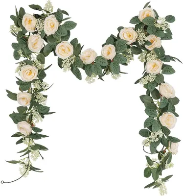 Produktbild von 2er Set Gefälschte Rose Wine Girlande Künstliche Blumen Pflanzen für Hotel Hochzeit Zuhause Garten Handwerk Kunst Dekoration, Champagner