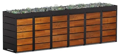 Produktbild von Mülltonnenbox Edgar 6er 240 Liter in Anthrazit mit Holzdekorfront