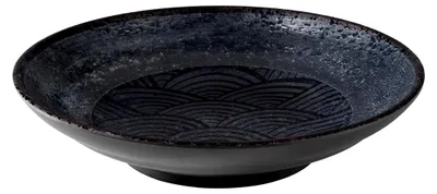 Produktbild von Schale DARK WAVE, Ø 22,5 cm, Höhe 5 cm, 0,75 Liter, Melamin, schwarz/Wellendekor