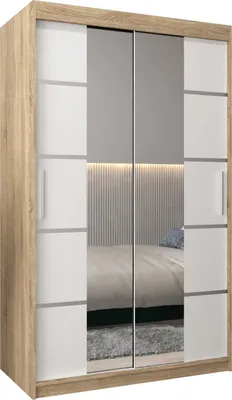 Produktbild von Kleiderschrank, Schiebetürenschrank Schlafzimmer, Schrank mit Spiegel VERONA 4 120 cm