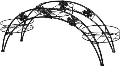 Produktbild von Eleganter bodenstehender Pflanzenständer aus Eisen, Blumentopfständer für die Garten- und Terrassendekoration, Schwarz