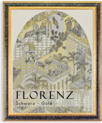Produktbild von Bilderrahmen Florenz - 45x60 cm, Schwarz Gold Nachbildung, 1 mm Kunstglas entspiegelt