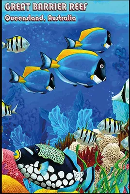 Produktbild von vianmo Holzschild 18x12 cm great barrier reef Queensland Dekoration