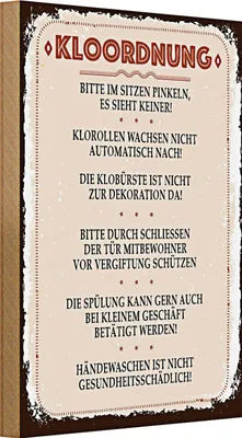Produktbild von Holzschild Spruch Kloordnung bitte im sitzen pinkeln 20x30cm