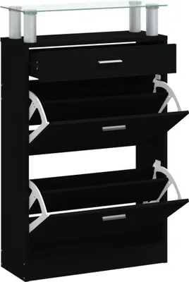 Obrázek produktu pro vidaXL Botník černý 63x24x104 cm Dřevěný materiál
