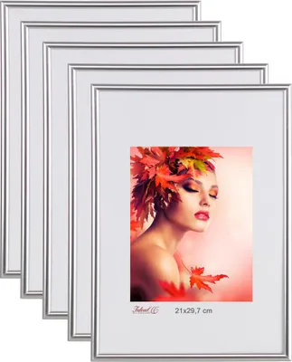 Produktbild von 2er 3er 5er Pack Bilderrahmen Kunststoff Lifestyle Foto Rahmen Collage KYOTO - Farbe: 5er Pack Silber | Format: 50x70