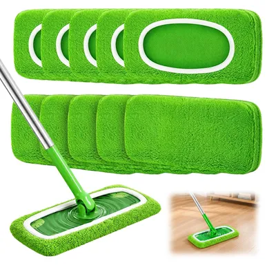 10 Mikrofasertücher für Swiffer Sweeper, waschbar, grün