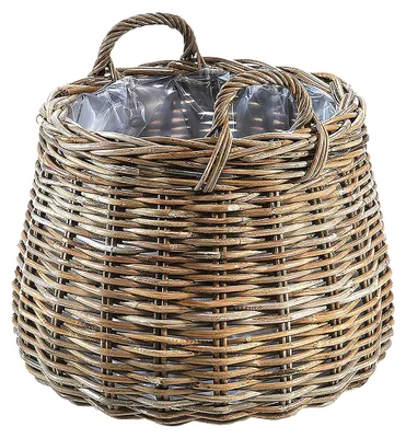 Produktbild von Pflanzkorb Pflanzkübel rund XXL aus Rattan mit Folie ausgeschlagen - Grau - für Innen- und Außenbereich geeignet