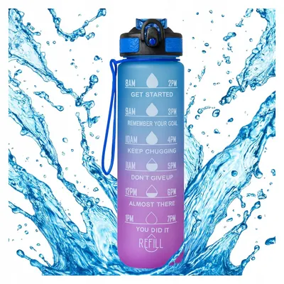 Obrázok produktu pre Motivačná fľaša Bimberek, objem 1 liter, s odmerkou, vhodná na šport a fitness