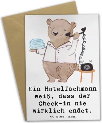 Produktbild von Mr. & Mrs. Panda Glückwunschkarte Hotelfachmann Lebensweisheit - Weiß - Geschenk, weihnachtskarten, Beruf, Klappkarte, Verwaltung, dankeskarten, Veranstaltungen, Check-in