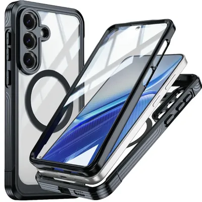 Image de Coque de protection MagSafe pour Samsung Galaxy S26 FE, protection intégrale en verre, bumper noir