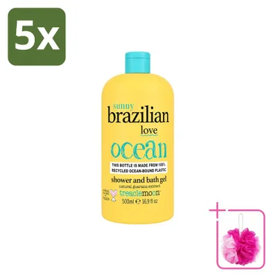 Imagen del producto de 5 unidades de gel de ducha y baño "Brazilian Love" de Treaclemoon - 500 ml por unidad - Paquete económico