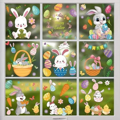 Produktbild von Famanu Fenstersticker Ostern - 9 Bögen mit 130 Teilen für festliche Fenster