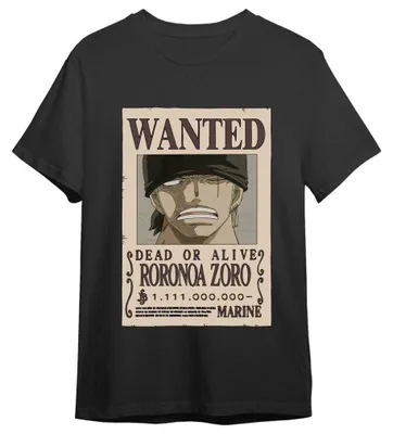 Produktbild von One Piece Roronoa Zoro Wanted T-Shirt fü r Erwachsene