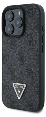 Produktbild von Guess GUHCP16LP4TDSCPK iPhone 16 Pro 6.3" schwarz hardcase Leder Metal Logo Strass Crossbody Schutzhlle