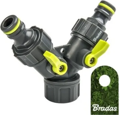 Produktbild von Schlauchkupplung Reparator Schlauchverbinder Hahnanschluß 1/2" 3/4" 1" Bradas 6. Y-Stück 3/4" m. 2 Ventilen