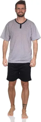 Produktbild von Herren Pyjama Short und T-Shirt Schlafanzug, Grau/XL
