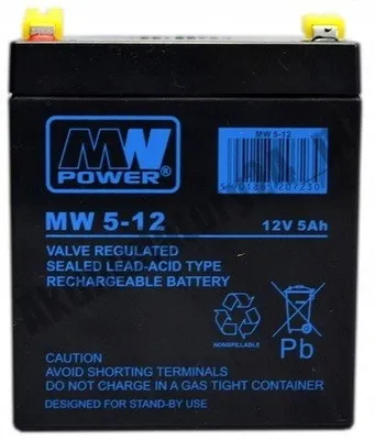Obrázek produktu pro MW Power MW 5-12L, Olověná (VRLA), 12 V, 1 kusů, Černá, 5 Ah, 9 rok/roky