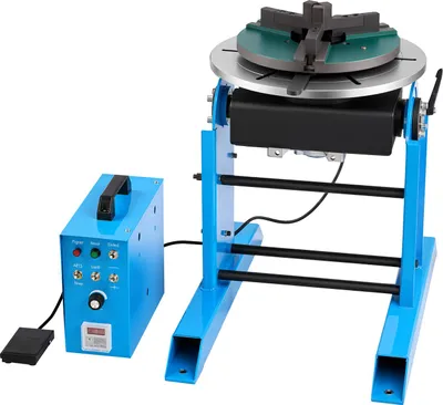 Immagine prodotto di SucceBuy Tavola rotante per saldatura 300 kg, posizionatore per saldatura 200 W, angolo di inclinazione da -45° a 90°, velocità regolabile da 0,2 a 2,5 giri/min, azionamento elettrico e con pedale, adatto per lavori di taglio, levigatura e montaggio