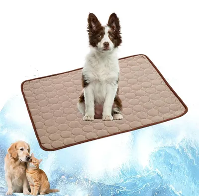 Image de Tapis rafraîchissant pour animaux de compagnie, 60 x 52 cm, pour chiens et chats, couleur marron