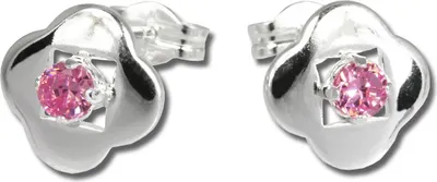Produktbild von SilberDream Ohrstecker Damen Silber rosa Kleeblatt Zirkonia Ohrringe SDO544A