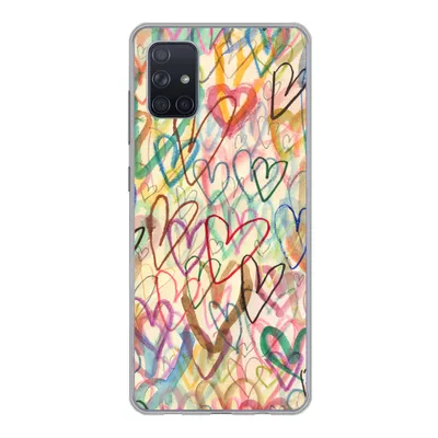 Produktbild von MuchoWow® Handyhülle Schutzhülle Hülle für Samsung Galaxy A71 Eine Illustration mit Herzen im Hintergrund Silikon Softcase Handy Hülle - Kartenbesitzer