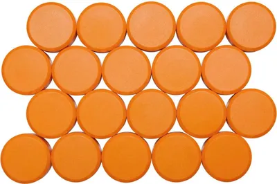 Produktbild von MAUL Magnet MAULpro rund 20 Stück 0,6 kg Kunststoff Ferrit bruchsicher erodiert lackiert Ø 2.9 x 1.1 cm orange