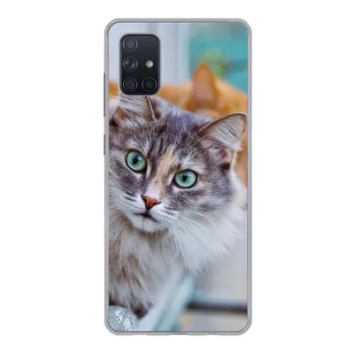 Produktbild von MuchoWow® Handyhülle Schutzhülle Hülle für Samsung Galaxy A71 Katze - Fenster - Katzen Silikon Softcase Handy Hülle - Kartenbesitzer