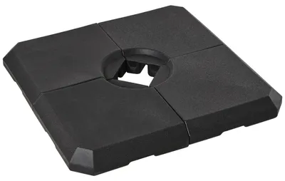 Produktbild von Schirmgewicht, 4-tlg. Schirmständer, mit 80 kg Wasser oder 120 kg Sand befüllbar, HDPE, Schwarz, 100 x 100 x 9,5 cm