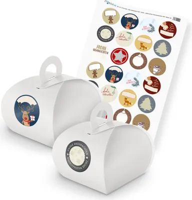 Produktbild von itenga SET Weihnachten Geschenkesticker Mix (Motiv 56) 24x Geschenkschachtel mit
