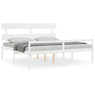 Immagine prodotto di vidaXL Letto in legno massiccio con testiera bianca 200x200 cm
