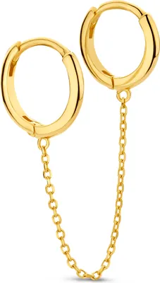 Produktbild von New Bling 9NBG-0767 Gold-Ohrringe mit Kette - Earparty - Ohrringe - 8.5+10mm - 30mm Länge Kette - 14 Karat - Gold
