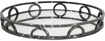 Produktbild von Tablett round mirror Glas SS/Schwarz 38x38x5