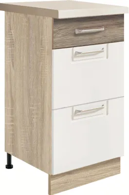 Produktbild von ECONO 8D – Unterschrank 40 cm mit 3 Schubladen, Weiß Hochglanz