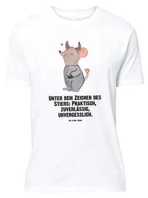 Produktbild von Mr. & Mrs. Panda Größe L T-Shirt Stier Astrologie - Weiß - Geschenk, Sternzeichen, Tshirt, Geburtstagsgeschenk, mit Spruch, Shirt, Tierkreiszeichen