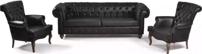 Produktbild von Schwarze Chesterfield Sofagarnitur Komplette Büroeinrichtung Moderne Möbel