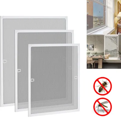 Produktbild von LZQ 120x140cm Insektenschutz Fliegengitter 4 Stück Fliegenschutz Mückengitter Spannrahmen für Fenster mit Alurahmen ohne Bohren, Weiß