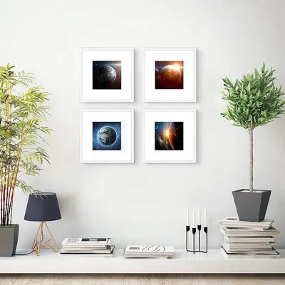 Obrázok produktu pre Rám na fotografie z masívneho dreva s prednou stranou z plexiskla, 30 x 30 cm, biely, pre formát 12 x 12 palcov, montáž na stenu