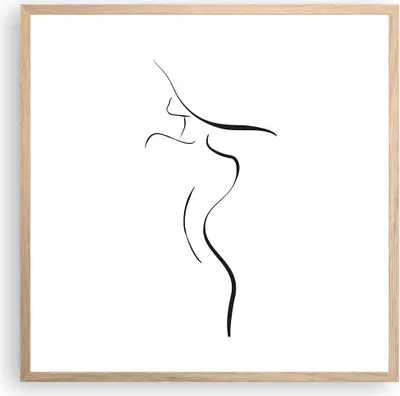 Produktbild von Gerahmtes Poster - Rahmen in heller Eiche - Minimalismus Frau Hut - 60x60 cm - Wand Bild - Wanddeko - Wandbilder - Kunstposter - Wandposter - Bilderrahmen - Bilder - Kunstdruck - P2NAC60x60-4908