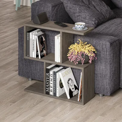 Zdjęcie produktu dla DECORTIE Homemania Nowoczesny stolik boczny ciemny kawowy wielofunkcyjny 60 x 19,5 x 60 cm