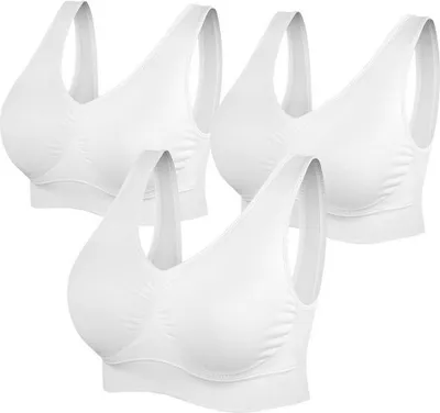 Produktbild von 3 Stück Sport-BH Damen,Ohne Bügel Sportunterwäsche für Lauf Yoga Fitness, Weiß Größe M
