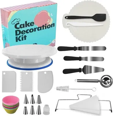 Produktbild von Drehbare Tortenständer mit Zubehörset für Tortendekoration - 28 cm