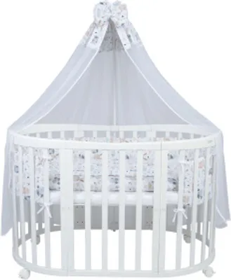 Produktbild von Mitwachsendes Kinderbett, oval, 7-in-1, weiß, mit Matratze