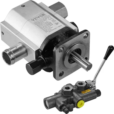 Produktbild von Hydraulisches Holzspalter-Pumpenset, 16 GPM, 2-stufige 4000-PSI-Aluminium-Hydraulikzahnradpumpe, mit Ventil, 1-Zoll-Einlass, 1/2-Zoll-NPT-Auslass, 3600 U/min, für Holzspalter mit Kleinmotormontage