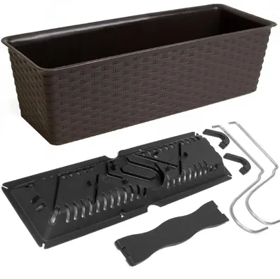 Produktbild von Blumenkasten 39x16x14,5 cm 6 Liter Selbstbewässerungssystem Geländerkasten Balkonkasten Ratolla Blumentopf Umbra